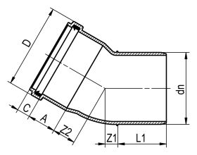 HSP Steckmuffen-Bogen 30° gespritzt inkl. Dichtungen